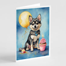 Load image into Gallery viewer, Alaskan Klee Kai Happy Birthday Greeting Cards - Blank Note Cards – 8-Pack of Artist-Designed Cards with Envelopes