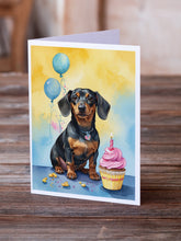 Load image into Gallery viewer, Dachshund Happy Birthday Greeting Cards - Blank Note Cards – 8-Pack of Artist-Designed Cards with Envelopes