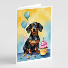 Load image into Gallery viewer, Dachshund Happy Birthday Greeting Cards - Blank Note Cards – 8-Pack of Artist-Designed Cards with Envelopes
