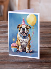Load image into Gallery viewer, English Bulldog Happy Birthday Greeting Cards - Blank Note Cards – 8-Pack of Artist-Designed Cards with Envelopes