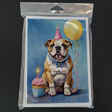 Load image into Gallery viewer, English Bulldog Happy Birthday Greeting Cards - Blank Note Cards – 8-Pack of Artist-Designed Cards with Envelopes