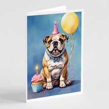 Load image into Gallery viewer, English Bulldog Happy Birthday Greeting Cards - Blank Note Cards – 8-Pack of Artist-Designed Cards with Envelopes