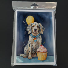 Load image into Gallery viewer, English Setter Happy Birthday Greeting Cards - Blank Note Cards – 8-Pack of Artist-Designed Cards with Envelopes