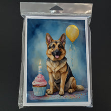 Load image into Gallery viewer, German Shepherd Happy Birthday Greeting Cards - Blank Note Cards – 8-Pack of Artist-Designed Cards with Envelopes