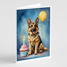 Load image into Gallery viewer, German Shepherd Happy Birthday Greeting Cards - Blank Note Cards – 8-Pack of Artist-Designed Cards with Envelopes