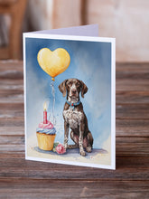 Load image into Gallery viewer, German Shorthaired Pointer Happy Birthday Greeting Cards - Blank Note Cards – 8-Pack of Artist-Designed Cards with Envelopes