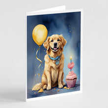 Load image into Gallery viewer, Golden Retriever Happy Birthday Greeting Cards - Blank Note Cards – 8-Pack of Artist-Designed Cards with Envelopes