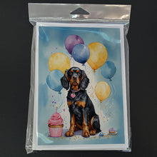 Load image into Gallery viewer, Gordon Setter Happy Birthday Greeting Cards - Blank Note Cards – 8-Pack of Artist-Designed Cards with Envelopes