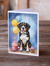 Load image into Gallery viewer, Greater Swiss Mountain Dog Happy Birthday Greeting Cards - Blank Note Cards – 8-Pack of Artist-Designed Cards with Envelopes