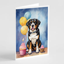 Load image into Gallery viewer, Greater Swiss Mountain Dog Happy Birthday Greeting Cards - Blank Note Cards – 8-Pack of Artist-Designed Cards with Envelopes