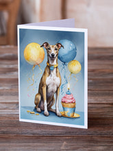 Load image into Gallery viewer, Greyhound Happy Birthday Greeting Cards - Blank Note Cards – 8-Pack of Artist-Designed Cards with Envelopes