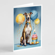 Load image into Gallery viewer, Greyhound Happy Birthday Greeting Cards - Blank Note Cards – 8-Pack of Artist-Designed Cards with Envelopes