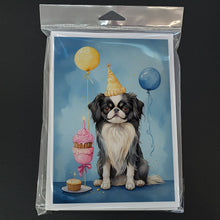 Load image into Gallery viewer, Japanese Chin Happy Birthday Greeting Cards - Blank Note Cards – 8-Pack of Artist-Designed Cards with Envelopes