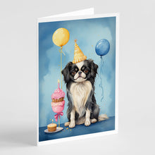 Load image into Gallery viewer, Japanese Chin Happy Birthday Greeting Cards - Blank Note Cards – 8-Pack of Artist-Designed Cards with Envelopes
