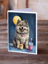 Load image into Gallery viewer, Keeshond Happy Birthday Greeting Cards - Blank Note Cards – 8-Pack of Artist-Designed Cards with Envelopes