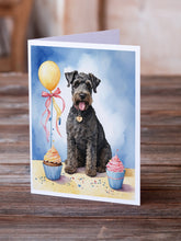 Load image into Gallery viewer, Kerry Blue Terrier Happy Birthday Greeting Cards - Blank Note Cards – 8-Pack of Artist-Designed Cards with Envelopes