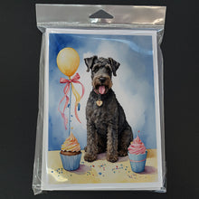 Load image into Gallery viewer, Kerry Blue Terrier Happy Birthday Greeting Cards - Blank Note Cards – 8-Pack of Artist-Designed Cards with Envelopes