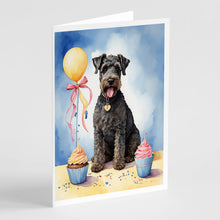 Load image into Gallery viewer, Kerry Blue Terrier Happy Birthday Greeting Cards - Blank Note Cards – 8-Pack of Artist-Designed Cards with Envelopes
