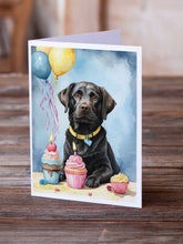 Load image into Gallery viewer, Black Labrador Retriever Happy Birthday Greeting Cards - Blank Note Cards – 8-Pack of Artist-Designed Cards with Envelopes