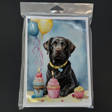 Load image into Gallery viewer, Black Labrador Retriever Happy Birthday Greeting Cards - Blank Note Cards – 8-Pack of Artist-Designed Cards with Envelopes