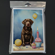 Load image into Gallery viewer, Chocolate Labrador Retriever Happy Birthday Greeting Cards - Blank Note Cards – 8-Pack of Artist-Designed Cards with Envelopes