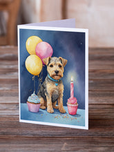 Load image into Gallery viewer, Lakeland Terrier Happy Birthday Greeting Cards - Blank Note Cards – 8-Pack of Artist-Designed Cards with Envelopes