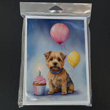 Load image into Gallery viewer, Norfolk Terrier Happy Birthday Greeting Cards - Blank Note Cards – 8-Pack of Artist-Designed Cards with Envelopes