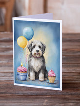 Load image into Gallery viewer, Old English Sheepdog Happy Birthday Greeting Cards - Blank Note Cards – 8-Pack of Artist-Designed Cards with Envelopes