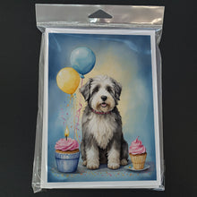 Load image into Gallery viewer, Old English Sheepdog Happy Birthday Greeting Cards - Blank Note Cards – 8-Pack of Artist-Designed Cards with Envelopes