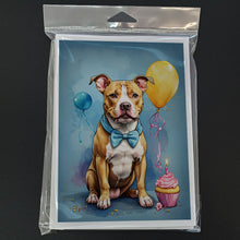 Load image into Gallery viewer, Pit Bull Terrier Happy Birthday Greeting Cards - Blank Note Cards – 8-Pack of Artist-Designed Cards with Envelopes