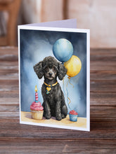 Load image into Gallery viewer, Black Toy Poodle Happy Birthday Greeting Cards - Blank Note Cards – 8-Pack of Artist-Designed Cards with Envelopes