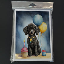 Load image into Gallery viewer, Black Toy Poodle Happy Birthday Greeting Cards - Blank Note Cards – 8-Pack of Artist-Designed Cards with Envelopes