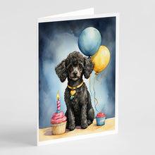 Load image into Gallery viewer, Black Toy Poodle Happy Birthday Greeting Cards - Blank Note Cards – 8-Pack of Artist-Designed Cards with Envelopes