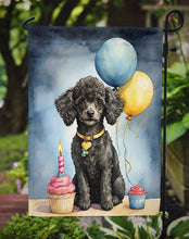 Load image into Gallery viewer, Black Toy Poodle Happy Birthday Garden Flag – Dog Birthday Cupcake Yard Decor with Balloons