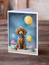 Load image into Gallery viewer, Chocolate Toy Poodle Happy Birthday Greeting Cards - Blank Note Cards – 8-Pack of Artist-Designed Cards with Envelopes