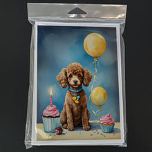 Load image into Gallery viewer, Chocolate Toy Poodle Happy Birthday Greeting Cards - Blank Note Cards – 8-Pack of Artist-Designed Cards with Envelopes