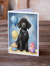 Load image into Gallery viewer, Black Standard Poodle Happy Birthday Greeting Cards - Blank Note Cards – 8-Pack of Artist-Designed Cards with Envelopes