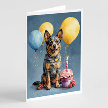 Load image into Gallery viewer, Australian Cattle Dog Happy Birthday Greeting Cards - Blank Note Cards – 8-Pack of Artist-Designed Cards with Envelopes
