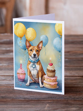 Load image into Gallery viewer, Basenji Happy Birthday Greeting Cards - Blank Note Cards – 8-Pack of Artist-Designed Cards with Envelopes