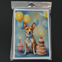 Load image into Gallery viewer, Basenji Happy Birthday Greeting Cards - Blank Note Cards – 8-Pack of Artist-Designed Cards with Envelopes