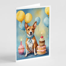 Load image into Gallery viewer, Basenji Happy Birthday Greeting Cards - Blank Note Cards – 8-Pack of Artist-Designed Cards with Envelopes