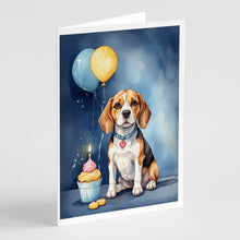 Load image into Gallery viewer, Beagle Happy Birthday Greeting Cards - Blank Note Cards – 8-Pack of Artist-Designed Cards with Envelopes