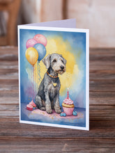 Load image into Gallery viewer, Bedlington Terrier Happy Birthday Greeting Cards - Blank Note Cards – 8-Pack of Artist-Designed Cards with Envelopes