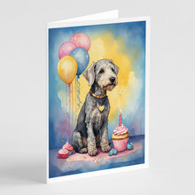 Load image into Gallery viewer, Bedlington Terrier Happy Birthday Greeting Cards - Blank Note Cards – 8-Pack of Artist-Designed Cards with Envelopes