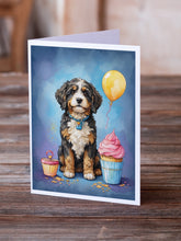 Load image into Gallery viewer, Bernedoodle Happy Birthday Greeting Cards - Blank Note Cards – 8-Pack of Artist-Designed Cards with Envelopes