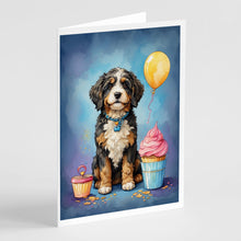 Load image into Gallery viewer, Bernedoodle Happy Birthday Greeting Cards - Blank Note Cards – 8-Pack of Artist-Designed Cards with Envelopes