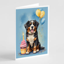 Load image into Gallery viewer, Bernese Mountain Dog Happy Birthday Greeting Cards - Blank Note Cards – 8-Pack of Artist-Designed Cards with Envelopes