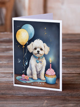 Load image into Gallery viewer, Bichon Frise Happy Birthday Greeting Cards - Blank Note Cards – 8-Pack of Artist-Designed Cards with Envelopes