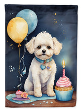 Load image into Gallery viewer, Bichon Frise Happy Birthday Garden Flag –Dog Birthday Cupcake Yard Decor with Balloons