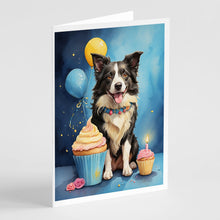 Load image into Gallery viewer, Border Collie Happy Birthday Greeting Cards - Blank Note Cards – 8-Pack of Artist-Designed Cards with Envelopes